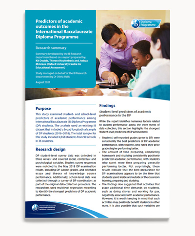 DP predictors of academic outcomes