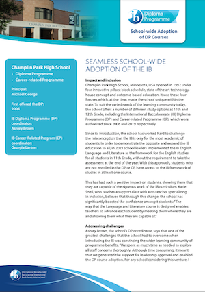 Adoption of DP courses school-wide case study